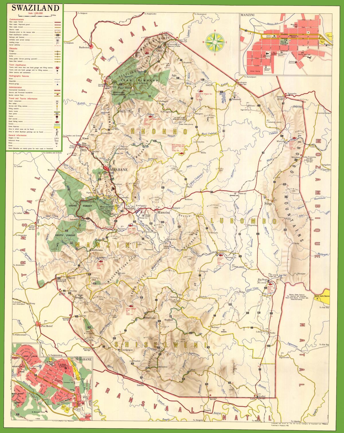 Žemėlapis Svazilandas išsamiai