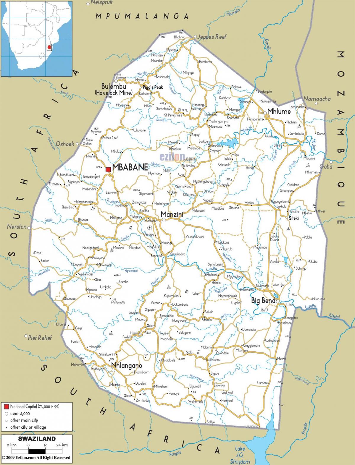 žemėlapis Svazilandas