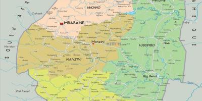 Žemėlapis Svazilandas regionuose