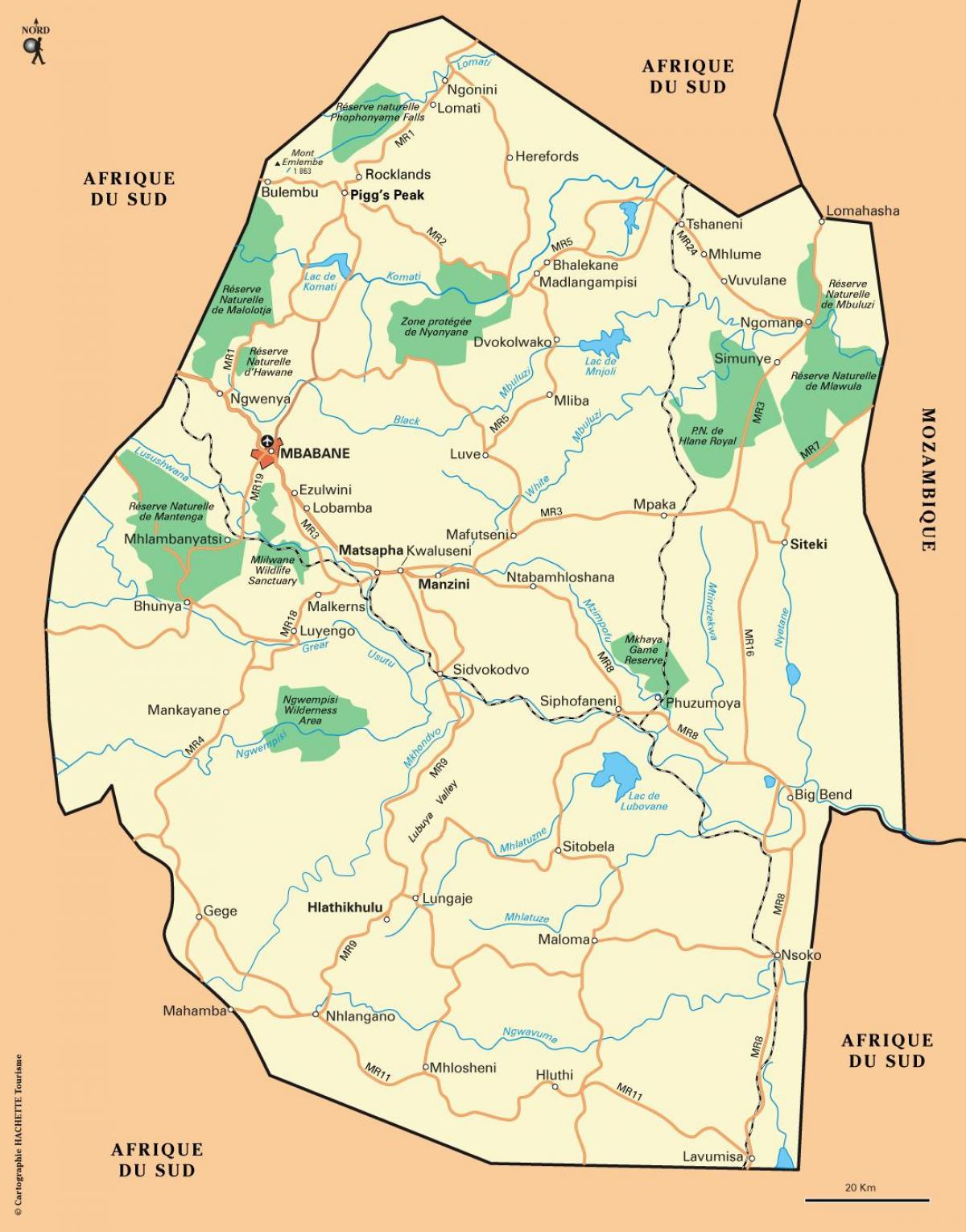 ezulwini slėnis Svazilandas žemėlapyje