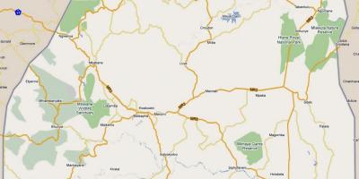 Žemėlapis Svazilandas su keliai