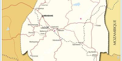 Žemėlapis Svazilandas miestų